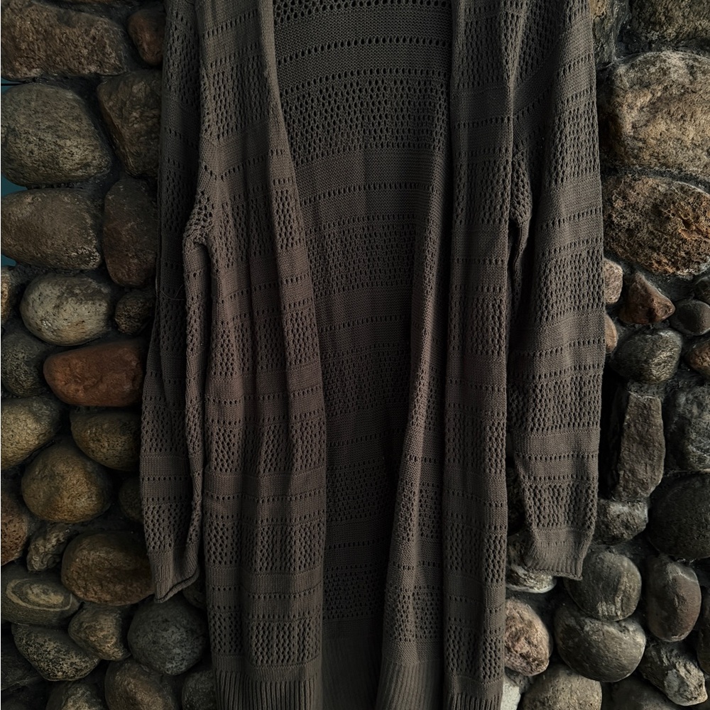 Maurices Olive Open Knit Cardigan
